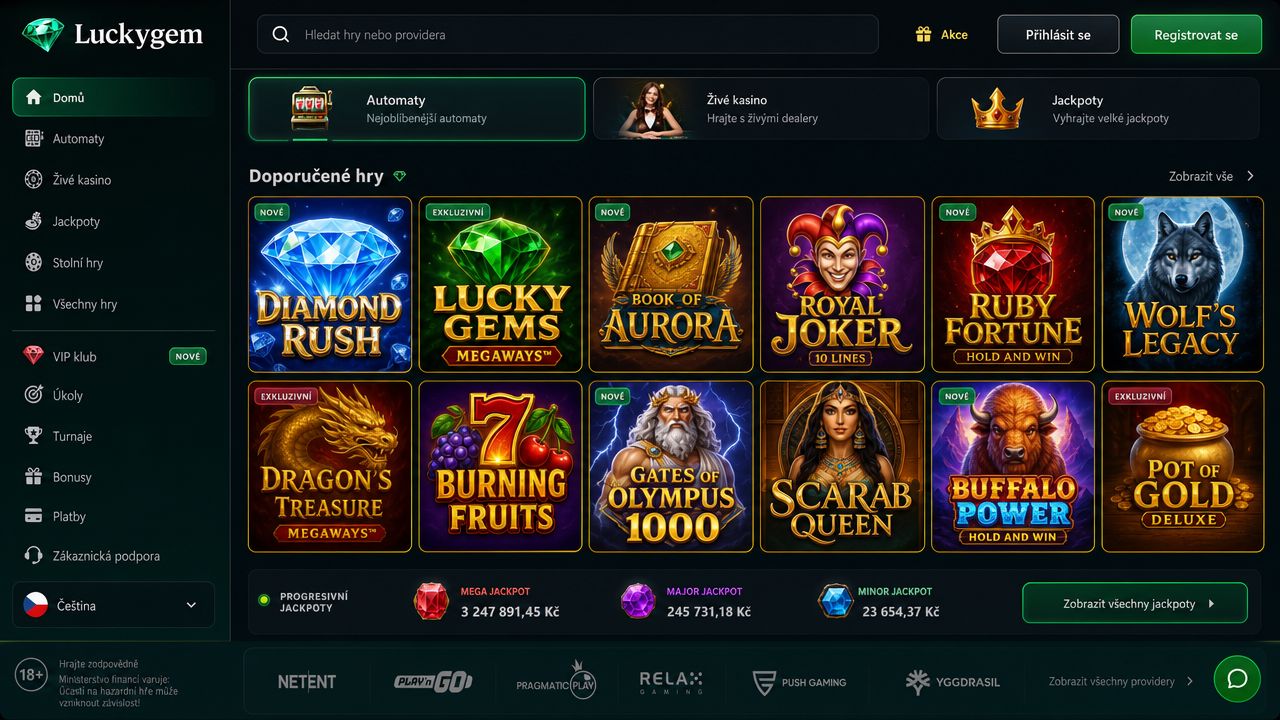Ukázka online kasina Lucky Gem