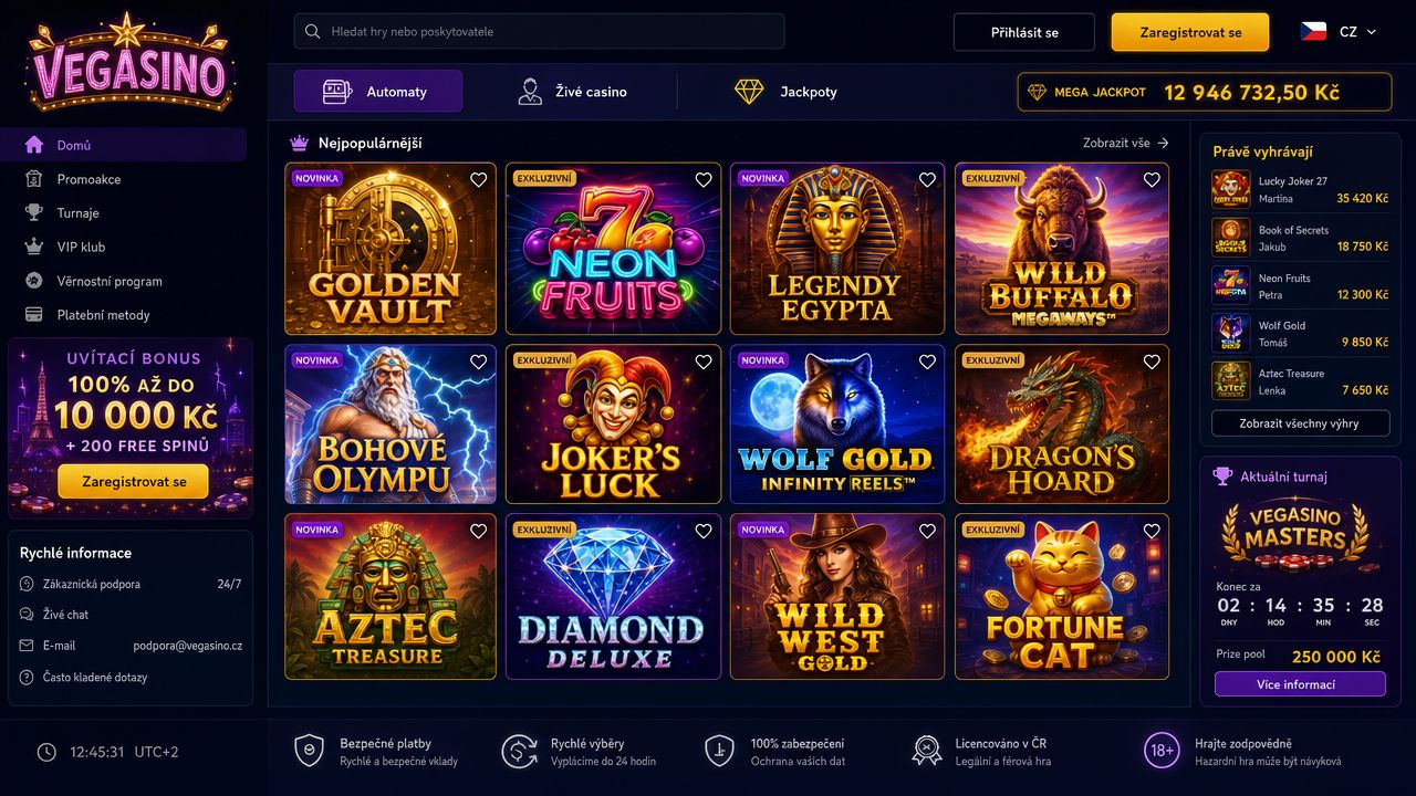 Ukázka online kasina Vegasino
